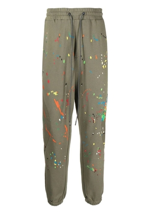 Mostly Heard Rarely Seen Warped paint splatter-embroidered joggers - Green