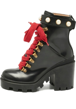 Gucci Pre-Owned lace-up block-heel ankle boot - Black