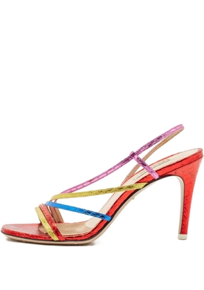 The Attico snakeskin-embossed leather sandals - Red