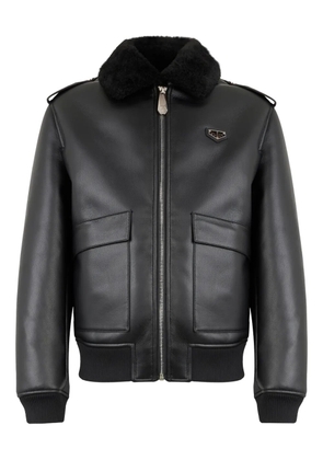 Philipp Plein shearling-texture-collar jacket - Black