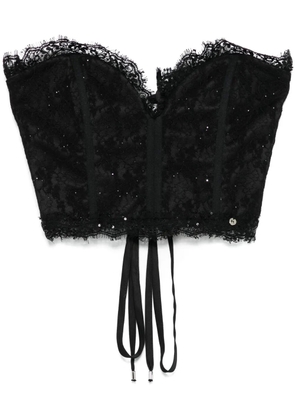 NISSA lace cropped top - Black