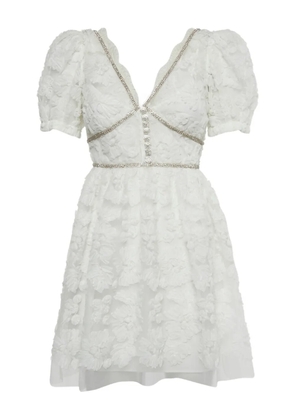 Self-Portrait lace crystal-embellished mini dress - White