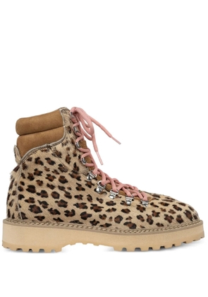 Diemme Monfumo leopard-print lace-up combat boots - Brown