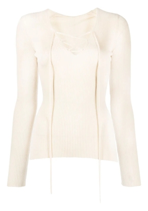 Petar Petrov tie-front long-sleeve top - Neutrals
