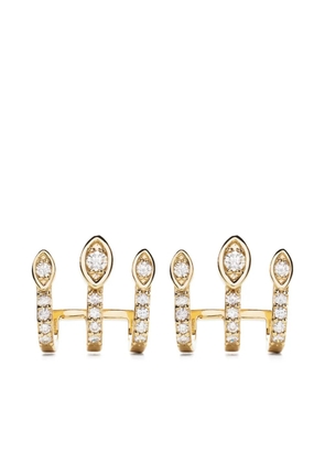 Sydney Evan 14kt gold Eye Triple Bar diamond earrings
