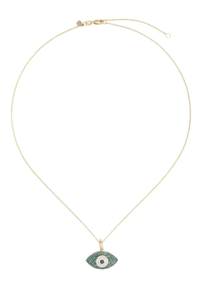 Sydney Evan 14kt yellow gold Puffy Evil Eye emerald and diamond necklace