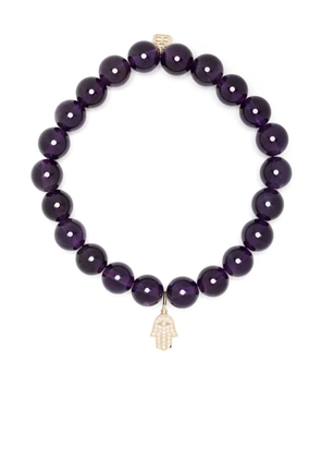 Sydney Evan 14kt yellow gold amethyst Hamsa bracelet - Purple