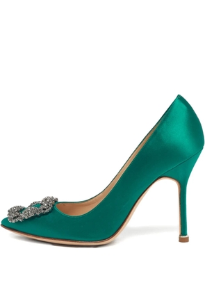 Manolo Blahnik Hangisi satin buckle pumps - Green