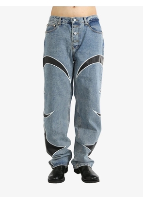 THUG CLUB leather panelled jeans - Blue