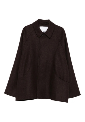 SAGE NATION curved-pocket herringbone-pattern overcoat - Brown