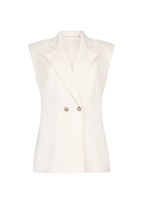 LIU JO padded-shoulder double-breasted waistcoat - Neutrals