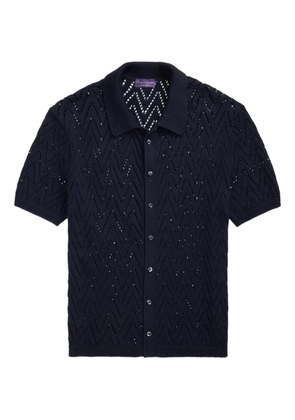 Ralph Lauren Purple Label zigzag-knitted short-sleeve shirt - Blue