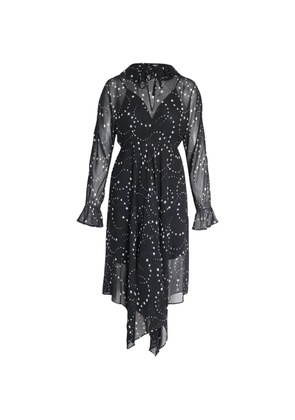 Maje star-print tie-neck dress - Black