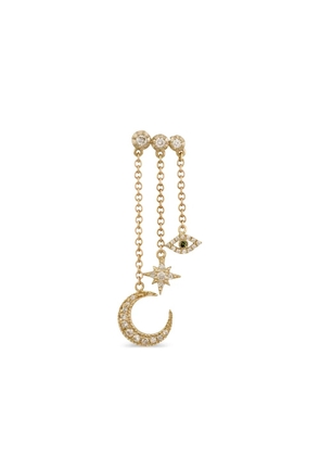Jacquie Aiche 14K yellow gold Crescent Moon Star diamond earring