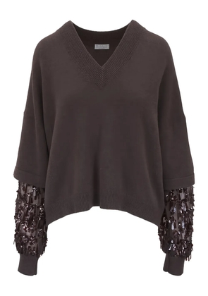 Brunello Cucinelli sequin-embellished cashmere sweater - Brown