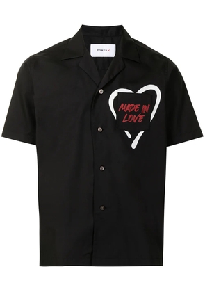 Ports V slogan-print short-sleeved shirt - Black