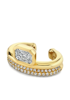 SHAY 18K yellow gold floating bezel diamond ear cuff