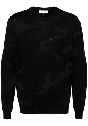 Valentino Garavani crew-neck patterned-jacquard jumper - Black