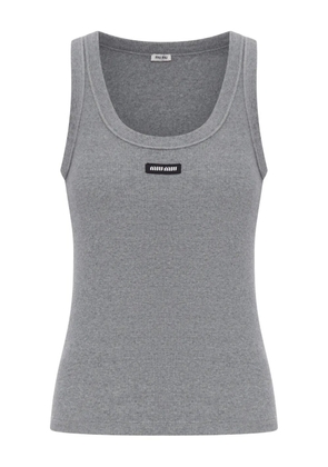 Miu Miu ribbed label tank top - Grey