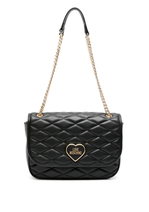 Love Moschino logo-lettering matelassé shoulder bag - Black