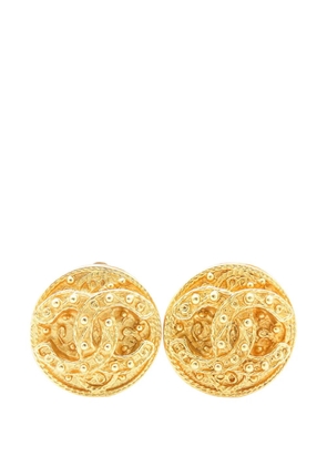 CHANEL Pre-Owned 1994 CC Gold Plated Round Clip On Earrings costume earrings