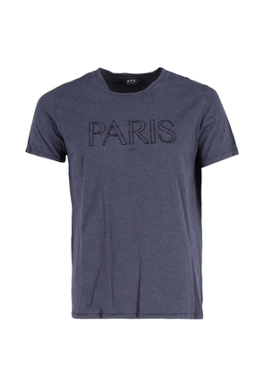 A.P.C. paris-print crew-neck t-shirt - Blue