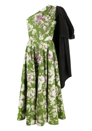 ERDEM asymmetric floral-print midi dress - Green