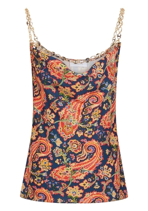 Rabanne paisley-print chain-detail tank top - Blue