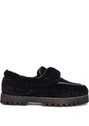 Le Silla fur trim loafers - Black