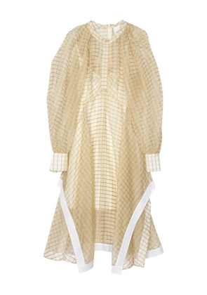 3.1 Phillip Lim puff-sleeve checked midi dress - Neutrals