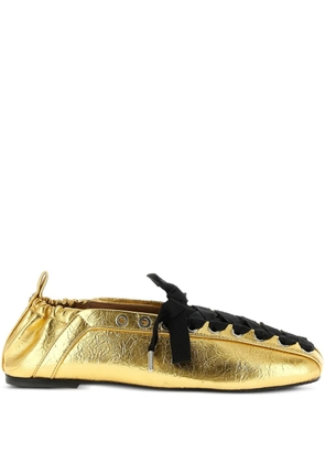 GANNI lace-up ballet flats - Gold