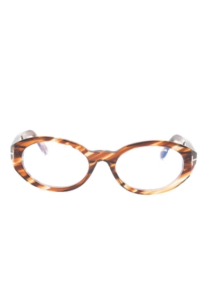 TOM FORD Eyewear oval-frame logo-detail glasses - Brown