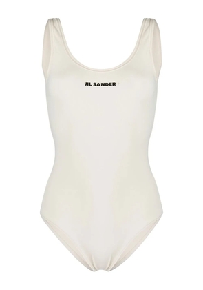Jil Sander scoop-back logo-print one-piece - Neutrals