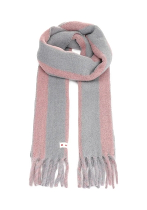 Marni striped fringed scarf - Grey