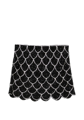 alice + olivia beaded scalloped mini skirt - Black