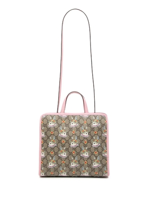 Gucci Pre-Owned 2016-2025 Yuko Higuchi GG Supreme Floral Rabbit satchel - Brown