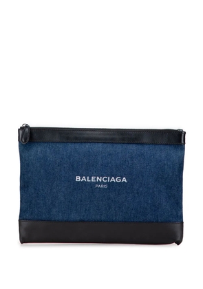 Balenciaga Pre-Owned 2016 Denim Navy Clip M clutch bag - Black