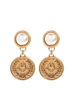 Moschino pearl-embellished coin earrings - Gold
