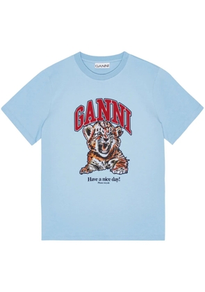 GANNI cotton round-neck t-shirt - Blue