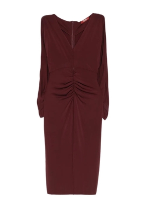 Max Mara ruched-detail long-sleeve midi dress - Red