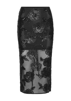 ROTATE BIRGER CHRISTENSEN floral-embellishment midi skirt - Black