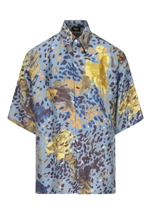 FENDI Falena-print short-sleeve shirt - Blue