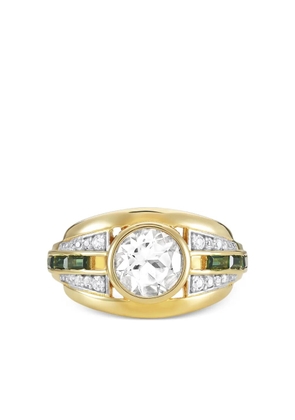 V JEWELLERY Olive crystal-embellishment ring - Gold