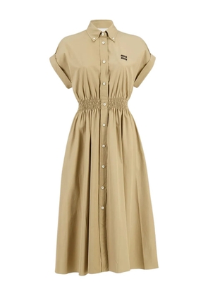 Miu Miu smocked waist shirt dress - Brown