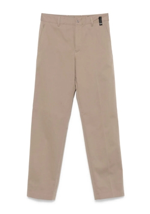 FENDI FF logo-plaque stretch-cotton pants - Neutrals