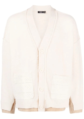 FIVE CM embroidered-detail knitted cardigan - White