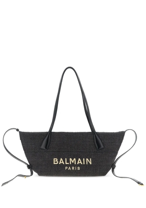 Balmain Track raffia tote bag - Black