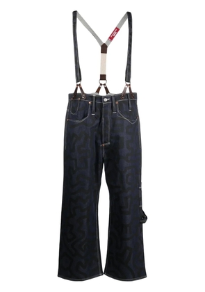 Junya Watanabe MAN straight-leg abstract-print trousers - Blue