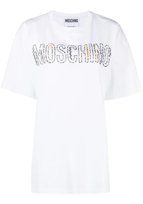 Moschino embroidered-logo round-neck T-shirt - White