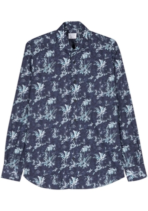 Mazzarelli botanical-print cotton shirt - Blue